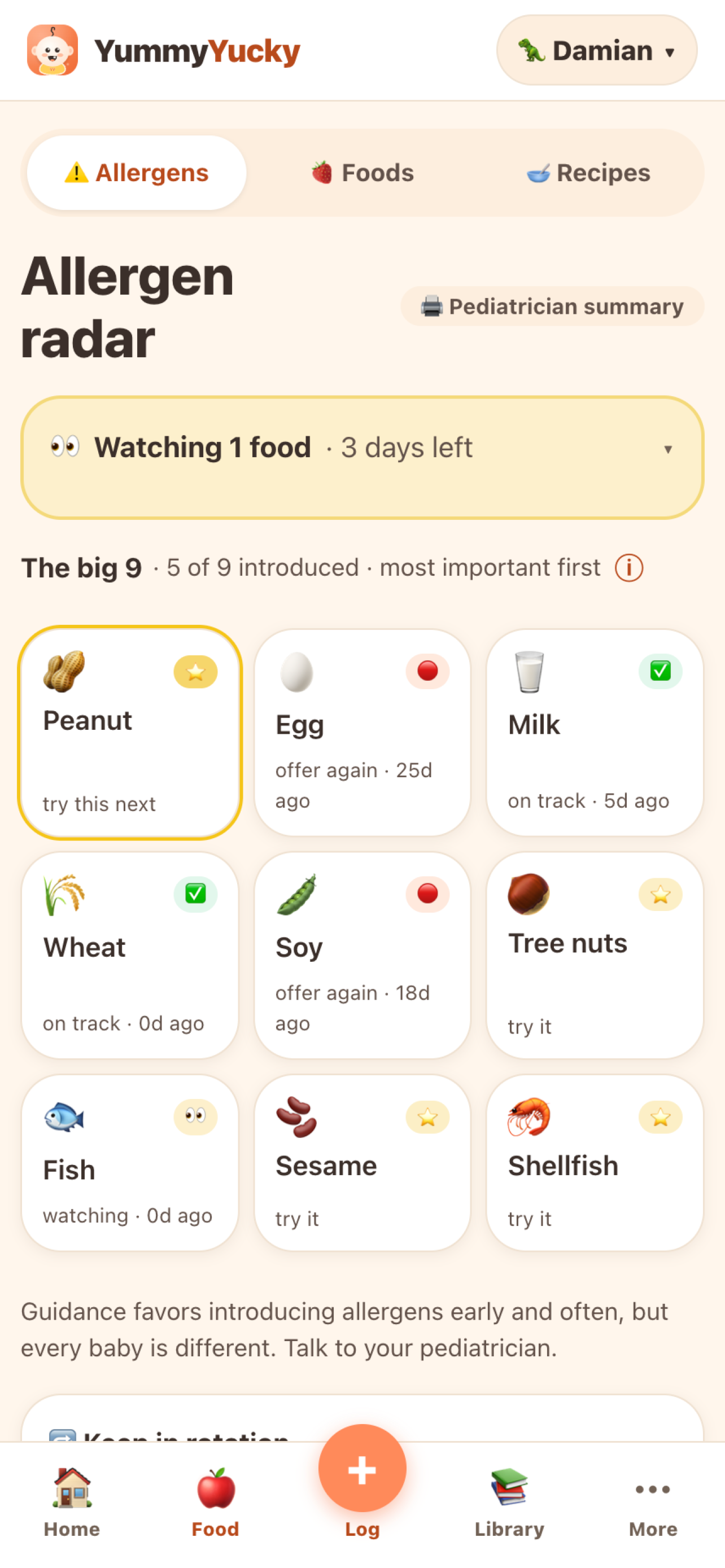 Allergen radar: introduce the big nine early and watch each new one